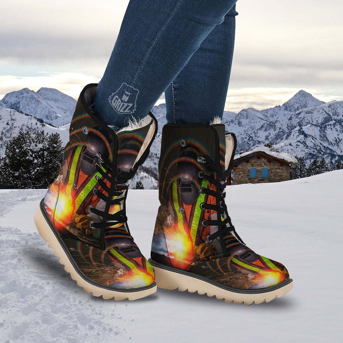 Welder Industrial Print Snow Boots-grizzshop