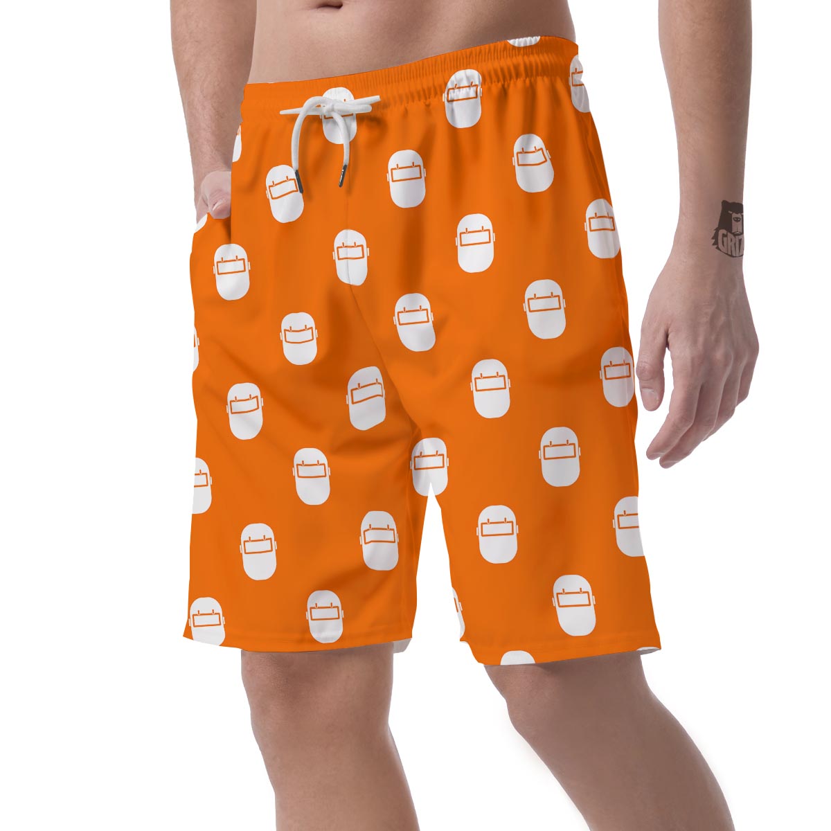 Welder Mask Pattern Print Men's Shorts-grizzshop