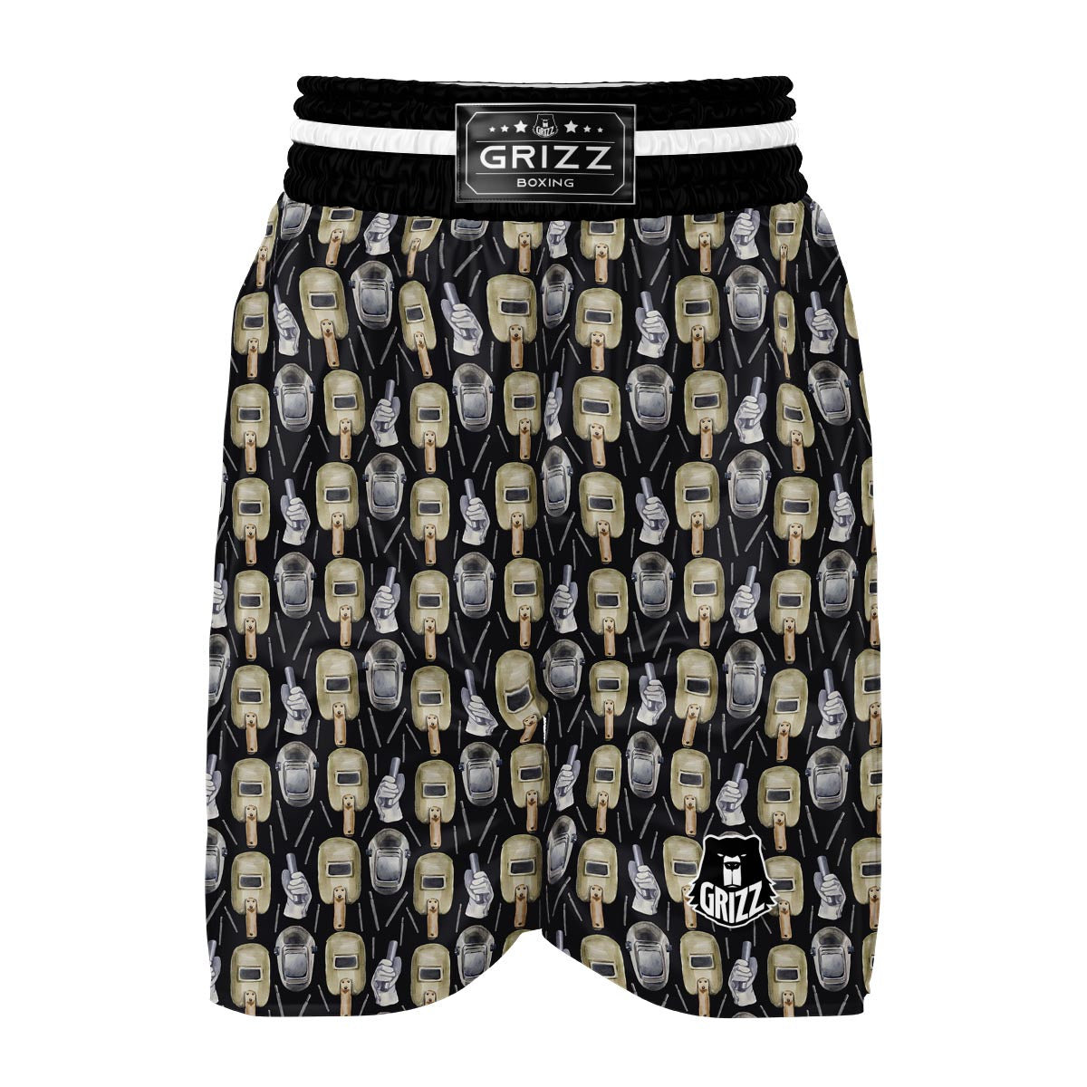Welder Mask Print Pattern Boxing Shorts-grizzshop