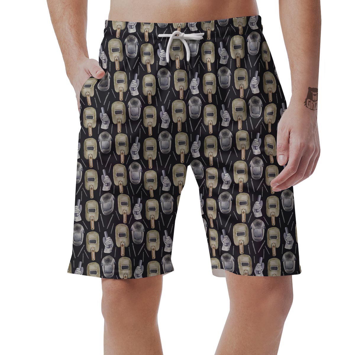 Welder Mask Print Pattern Men's Shorts-grizzshop