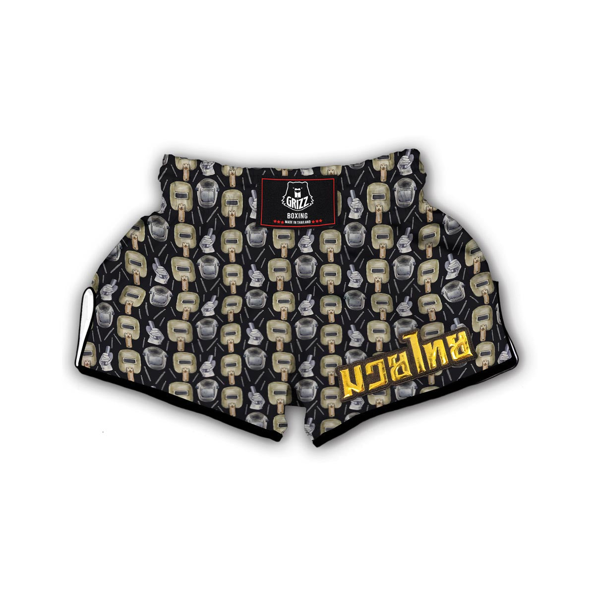 Welder Mask Print Pattern Muay Thai Boxing Shorts-grizzshop