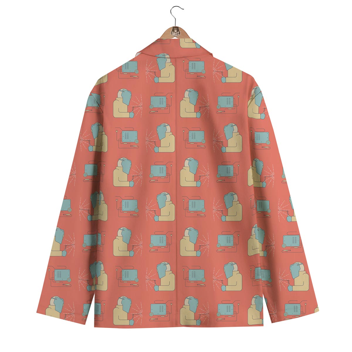 Welder Pattern Print Men's Blazer-grizzshop
