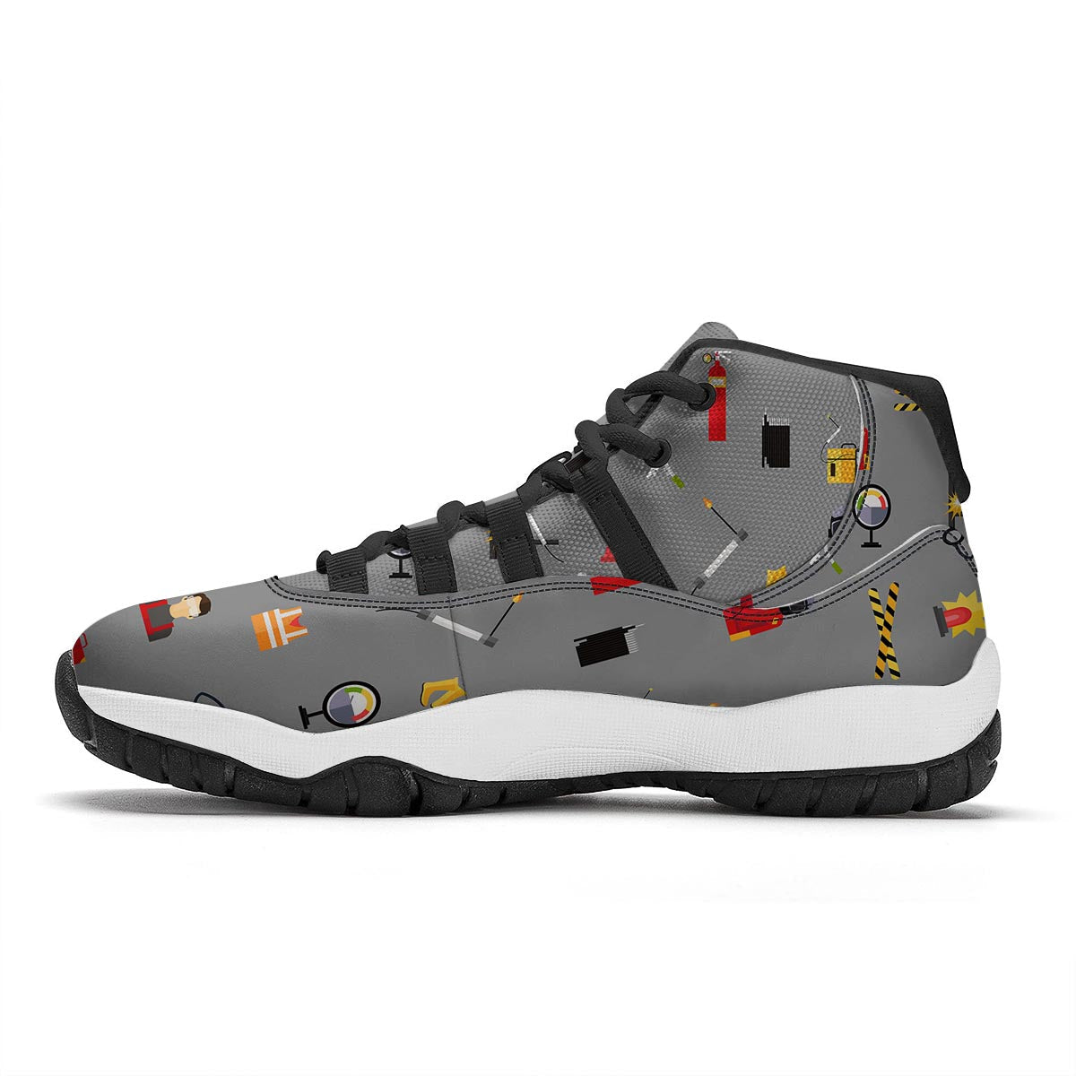 Welder Print Pattern Black Bball Shoes-grizzshop