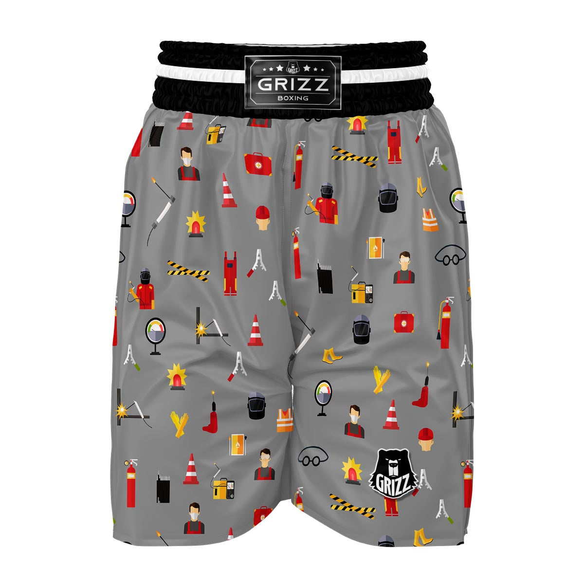Welder Print Pattern Boxing Shorts-grizzshop