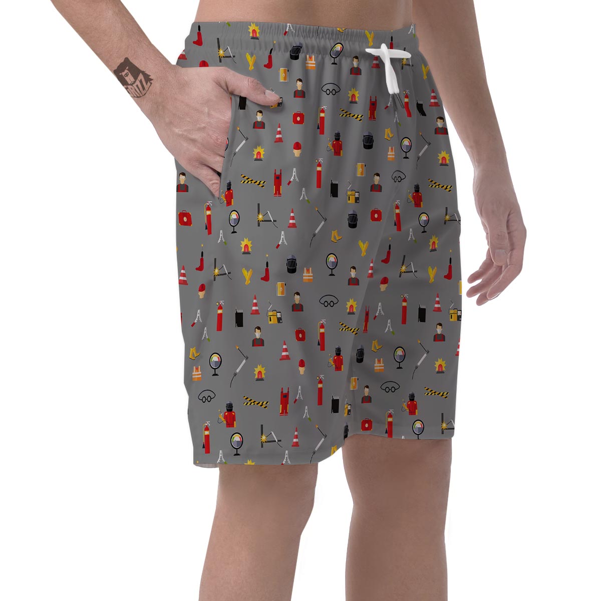 Welder Print Pattern Men's Shorts-grizzshop