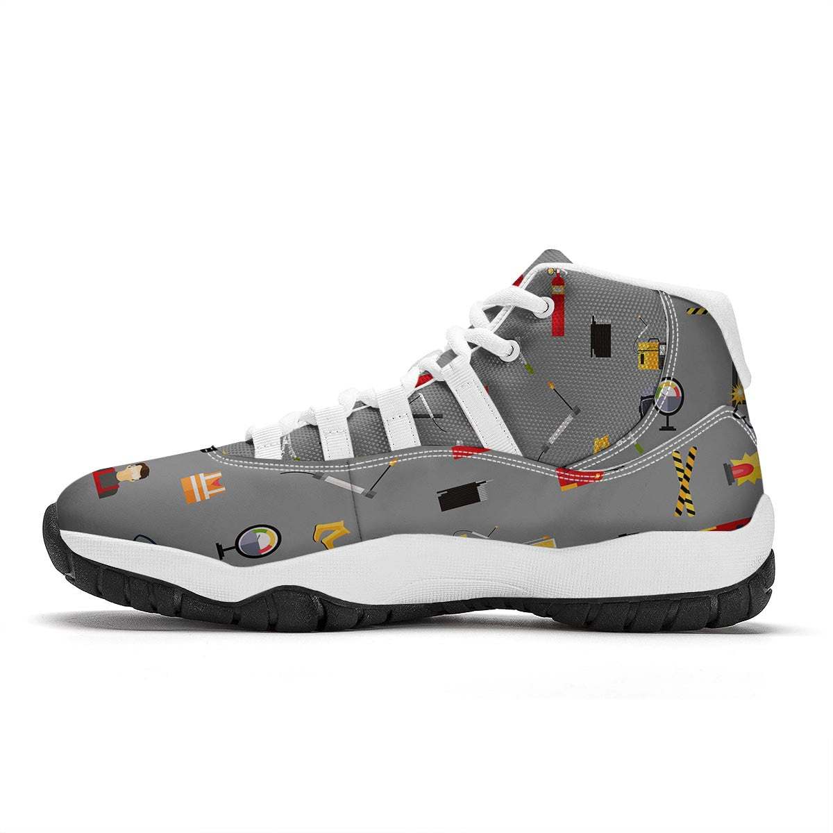 Welder Print Pattern White Bball Shoes-grizzshop