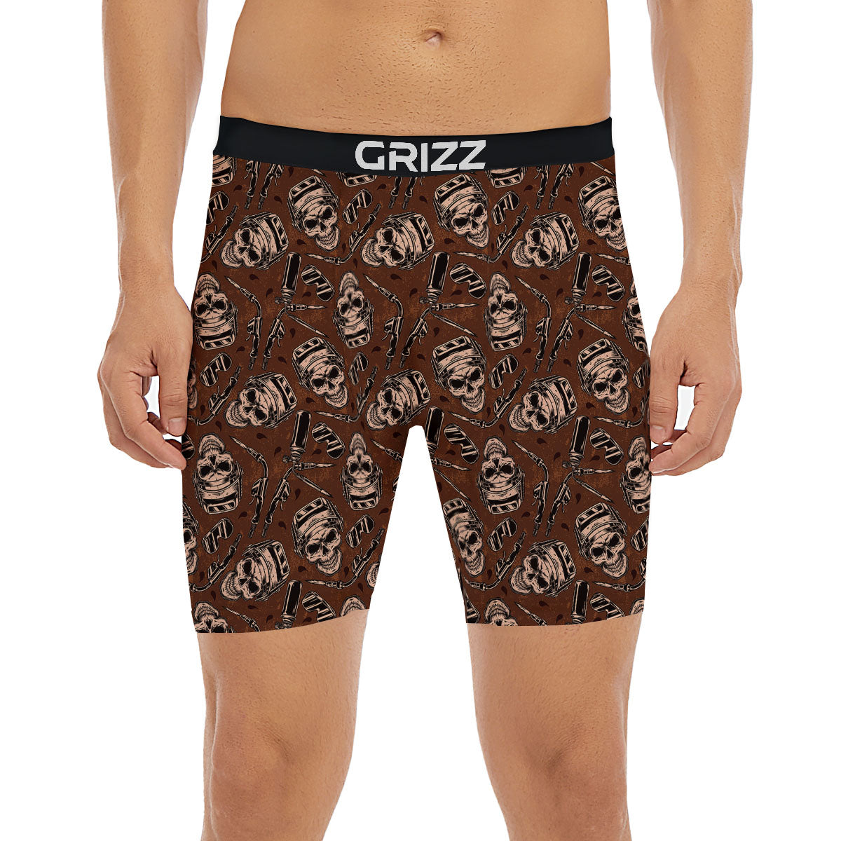 Welder Skull Print Pattern Boxer Briefs-grizzshop