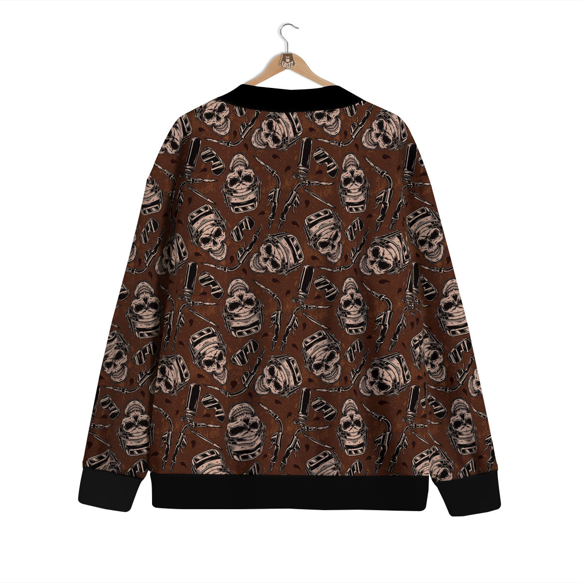 Welder Skull Print Pattern Cardigan-grizzshop