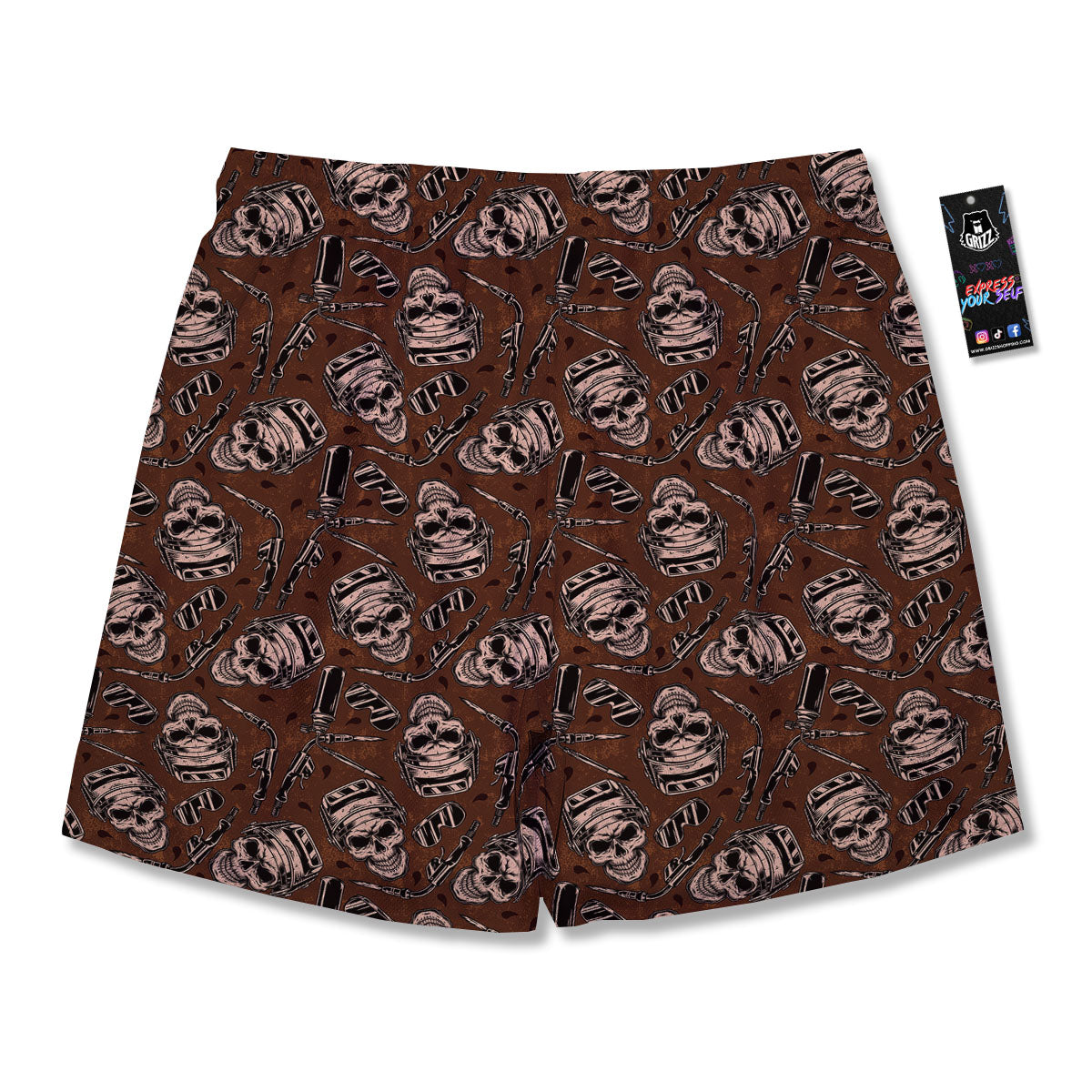 Welder Skull Print Pattern Men's Running Shorts-grizzshop