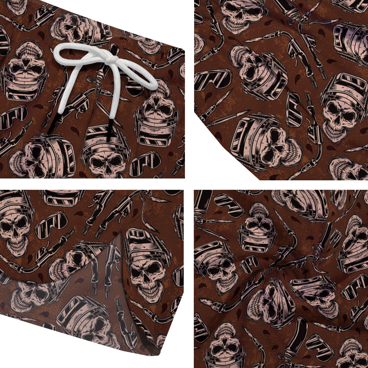 Welder Skull Print Pattern Men's Running Shorts-grizzshop