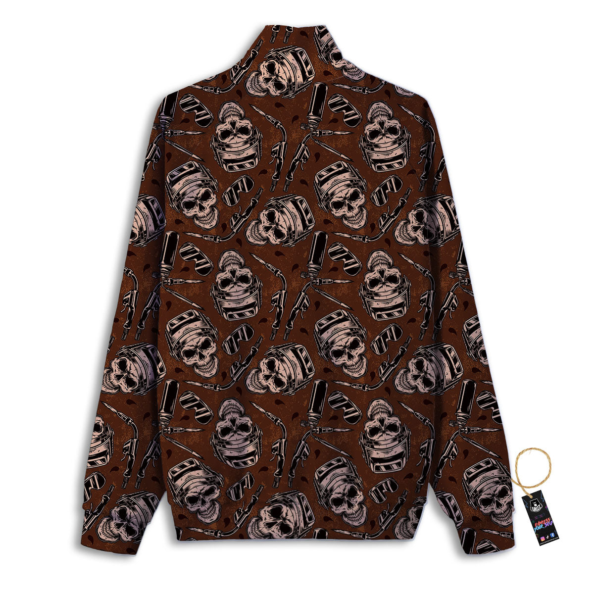 Welder Skull Print Pattern Track Jacket-grizzshop