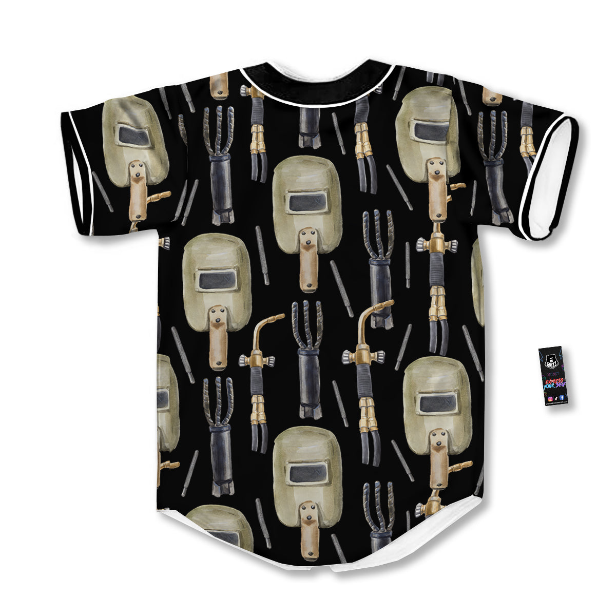 Welder Watercolor Print Pattern Baseball Jersey-grizzshop