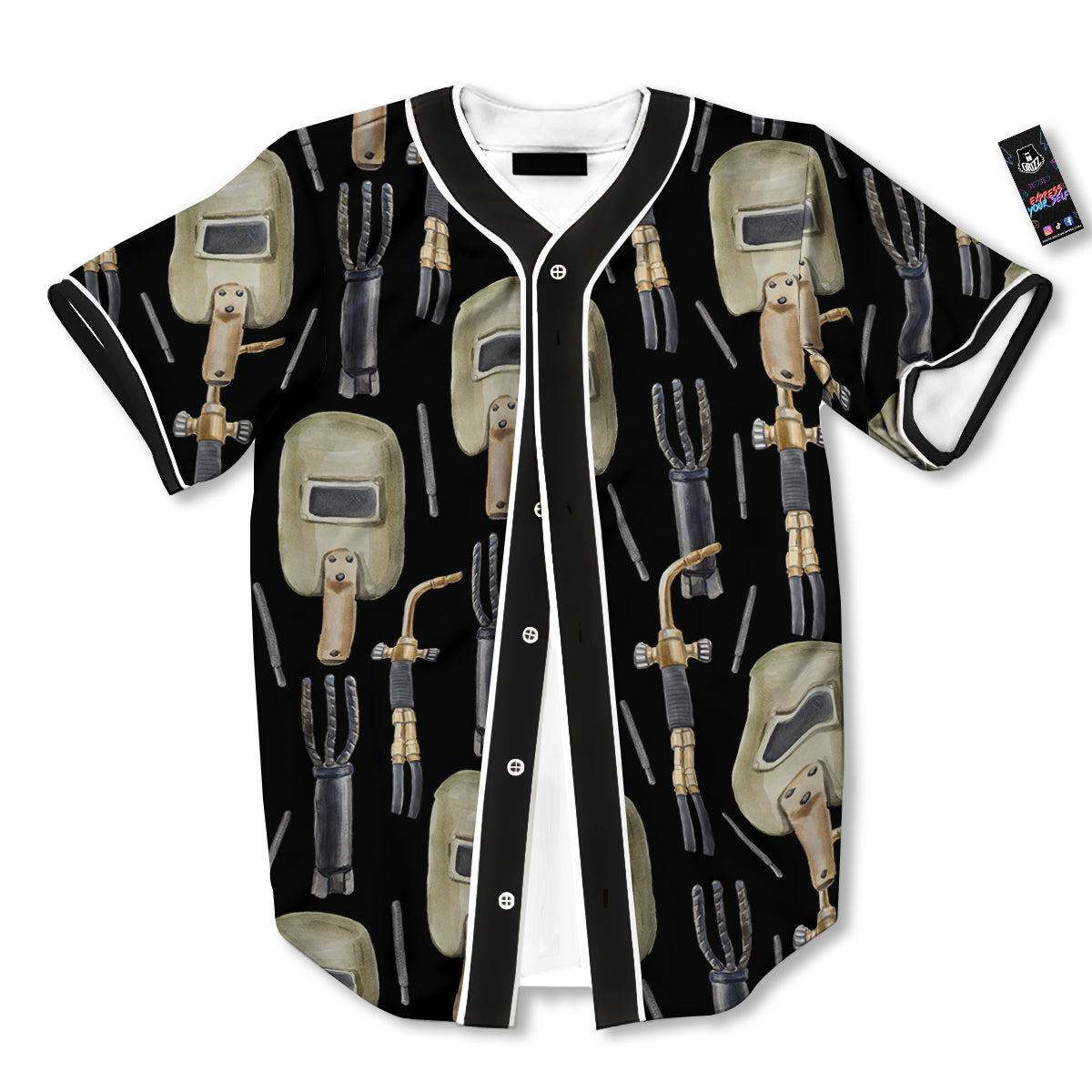 Welder Watercolor Print Pattern Baseball Jersey-grizzshop