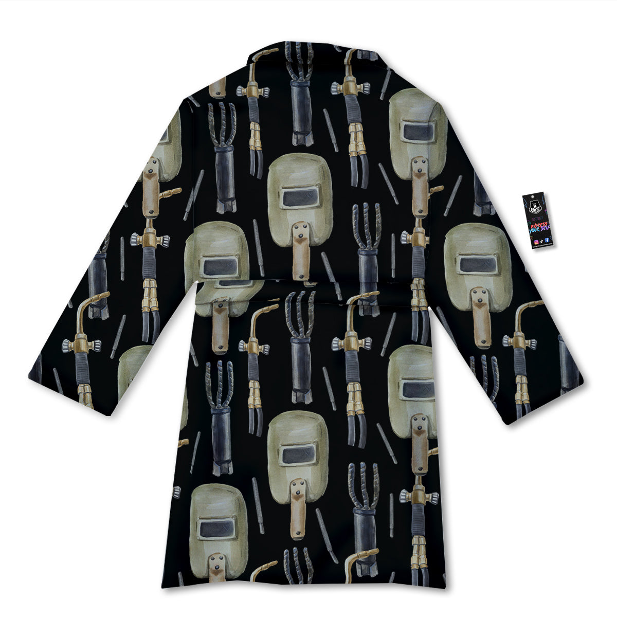 Welder Watercolor Print Pattern Bathrobe-grizzshop