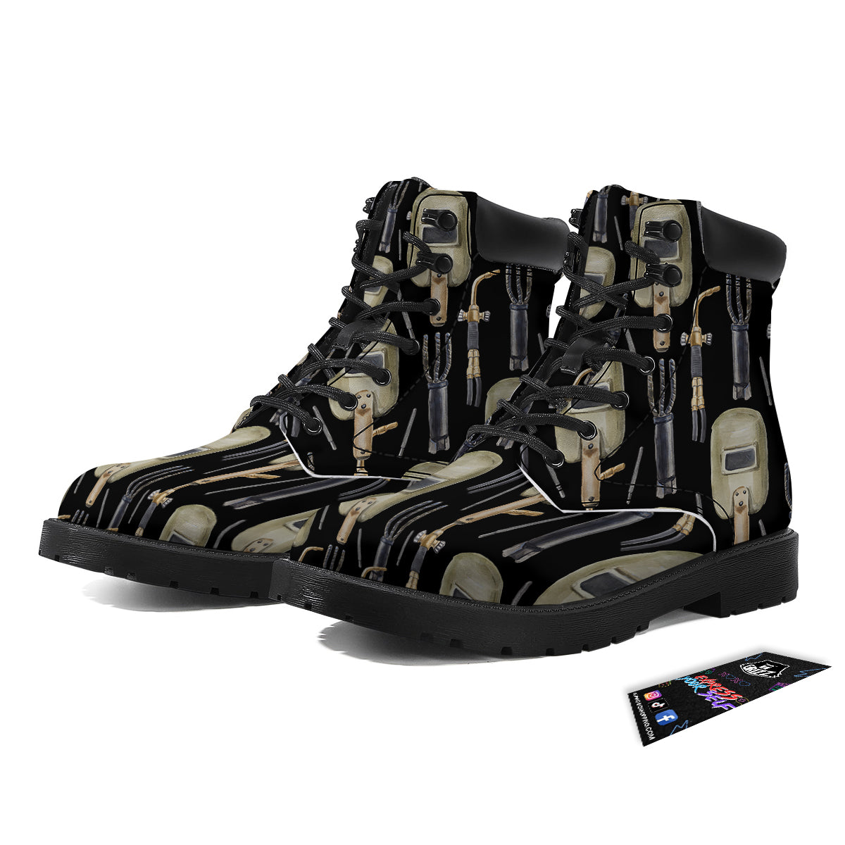 Welder Watercolor Print Pattern Boots-grizzshop