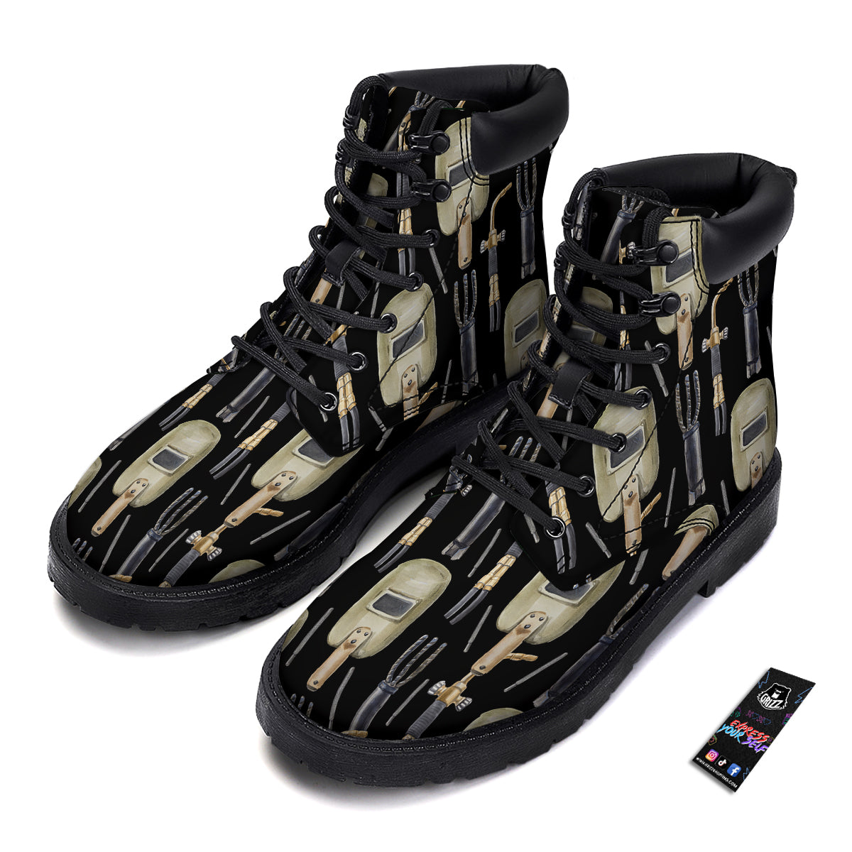 Welder Watercolor Print Pattern Boots-grizzshop