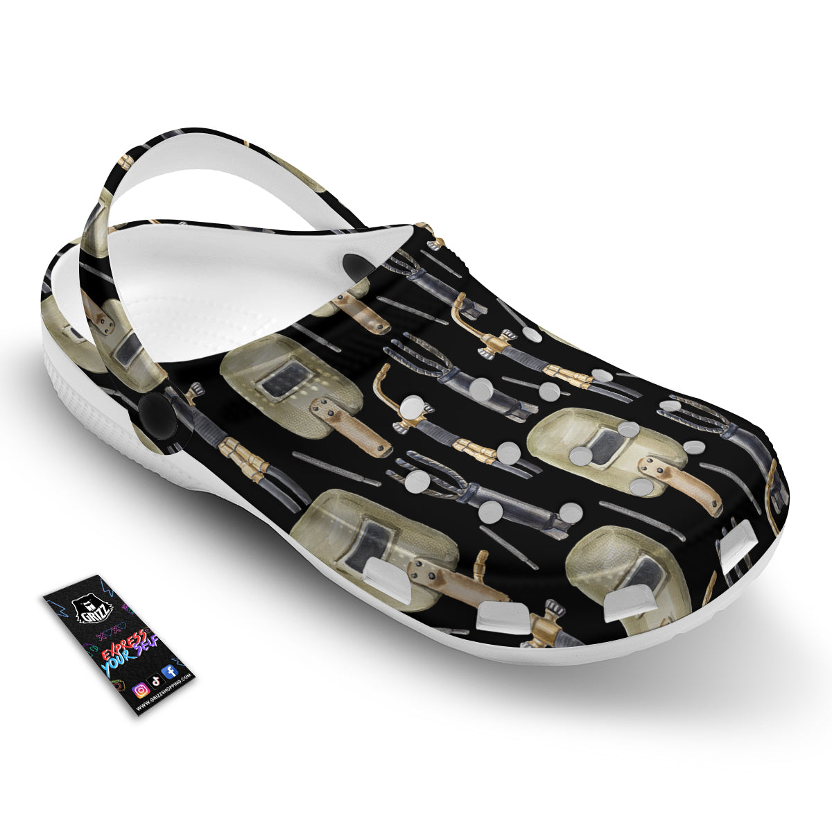 Welder Watercolor Print Pattern Clog-grizzshop