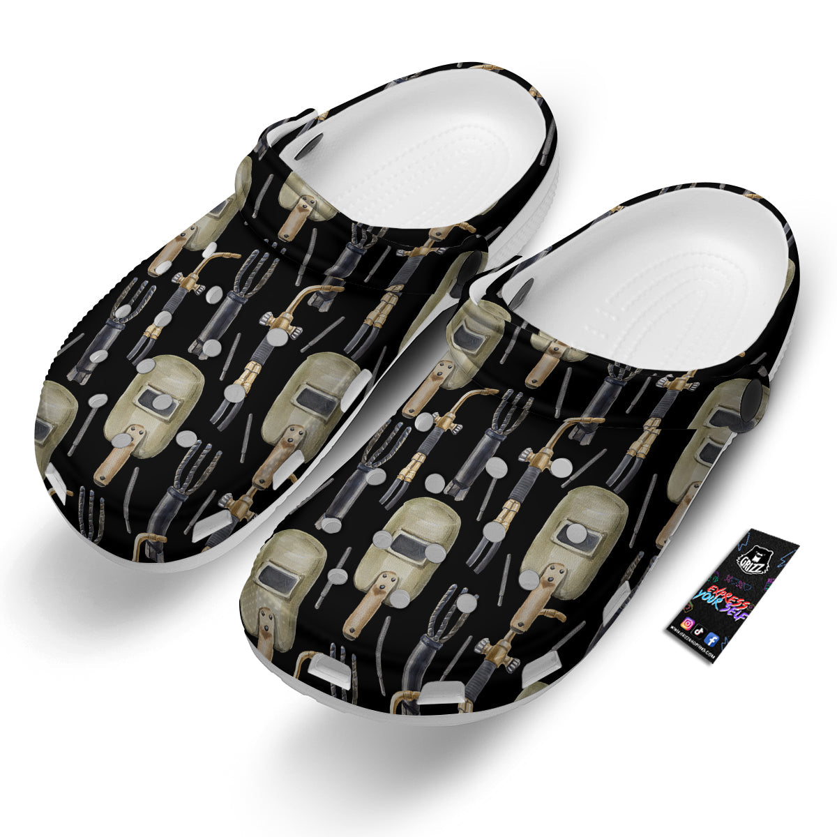 Welder Watercolor Print Pattern Clog-grizzshop