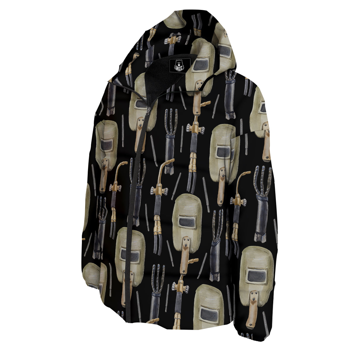 Welder Watercolor Print Pattern Down Jacket-grizzshop
