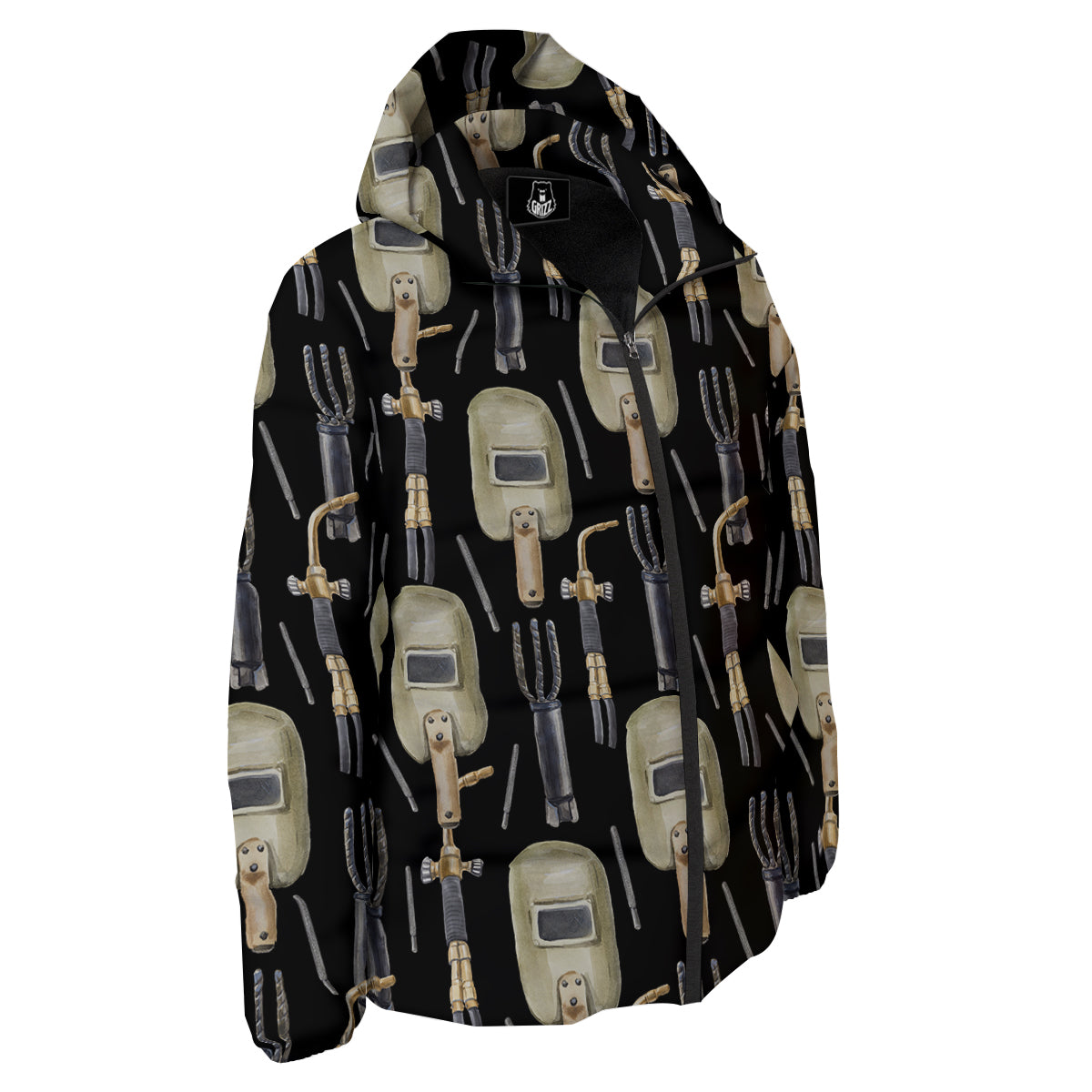 Welder Watercolor Print Pattern Down Jacket-grizzshop