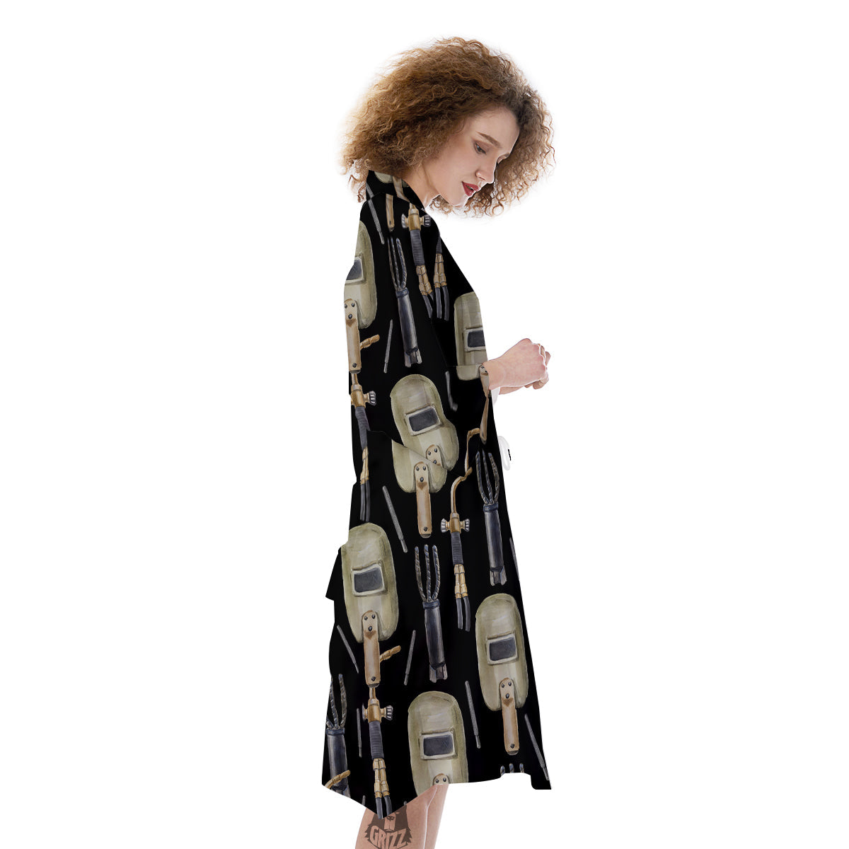 Welder Watercolor Print Pattern Kimono-grizzshop