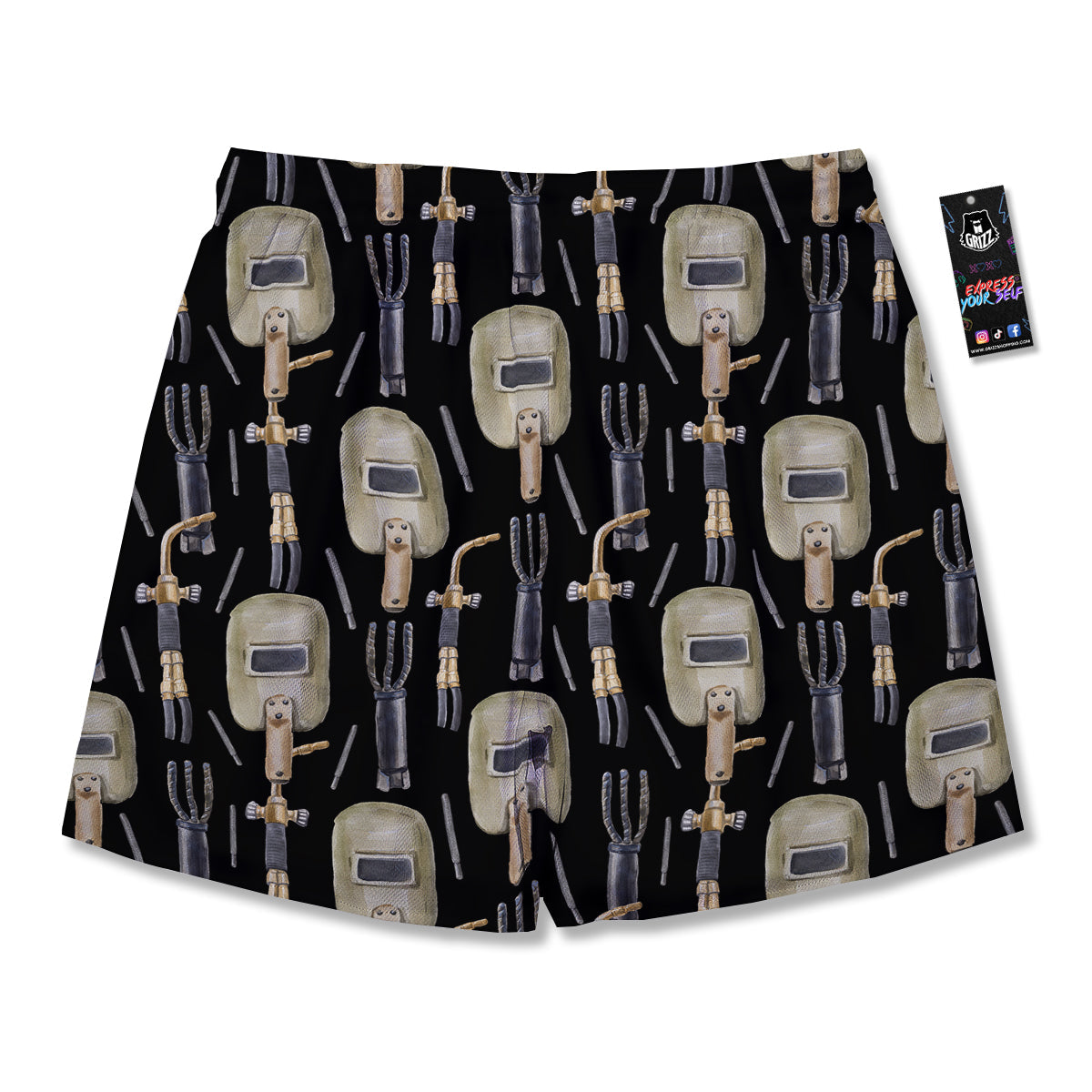 Welder Watercolor Print Pattern Men's Running Shorts-grizzshop