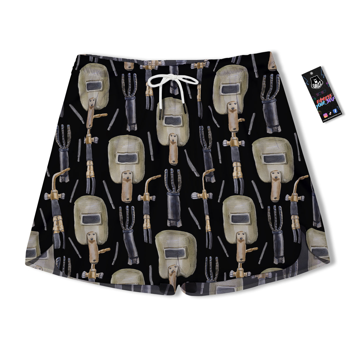 Welder Watercolor Print Pattern Men's Running Shorts-grizzshop