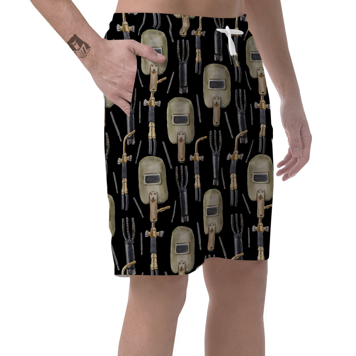 Welder Watercolor Print Pattern Men's Shorts-grizzshop