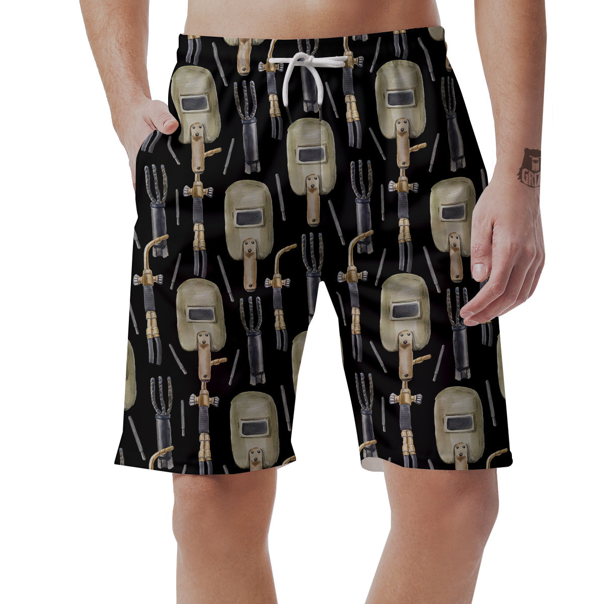 Welder Watercolor Print Pattern Men's Shorts-grizzshop
