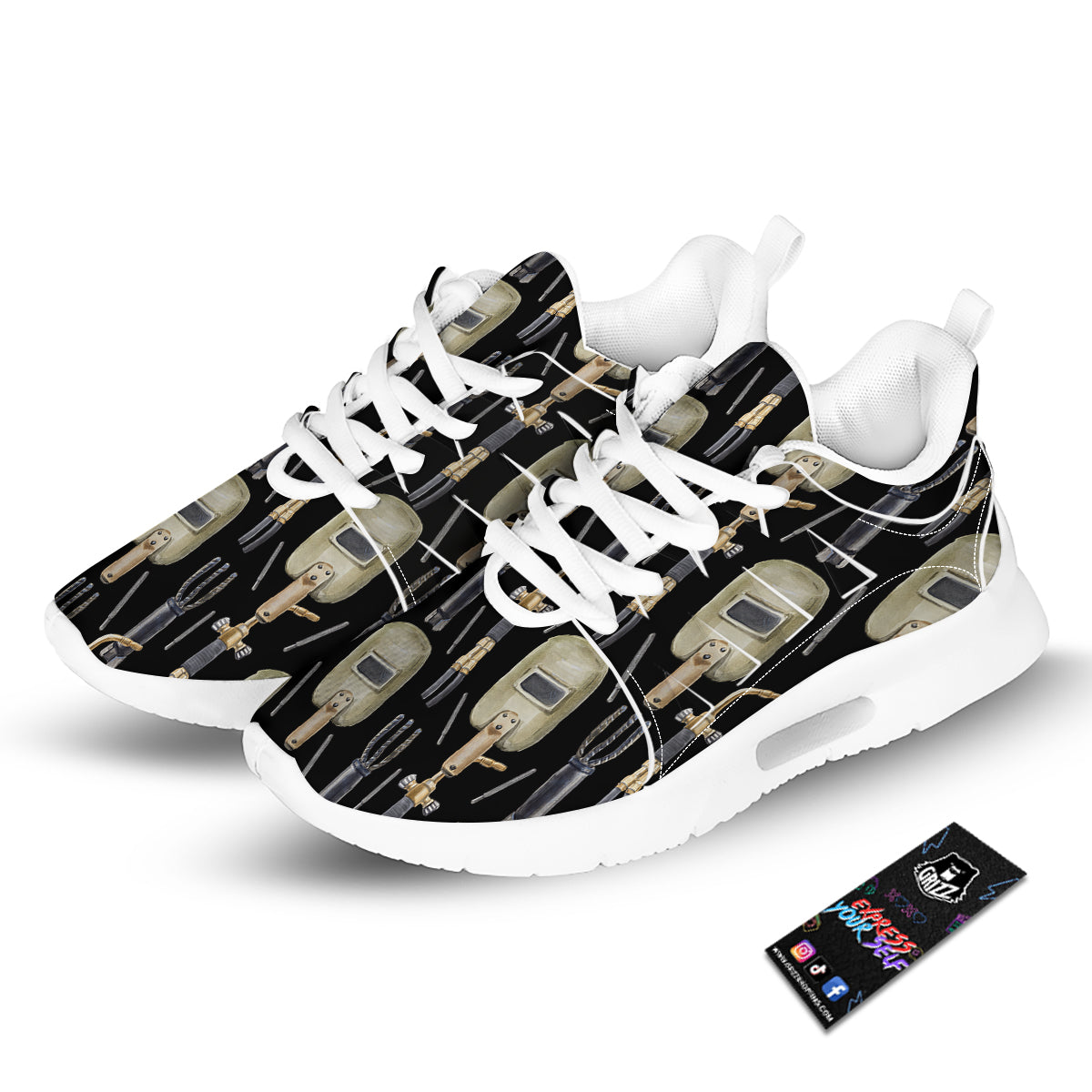 Welder Watercolor Print Pattern Tennis Shoes-grizzshop