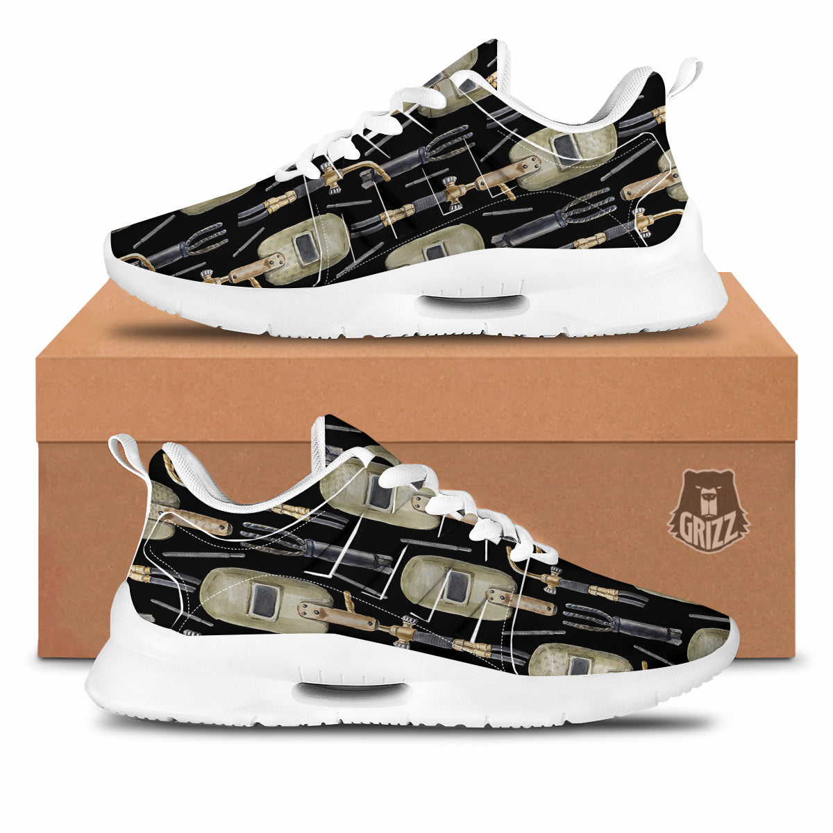 Welder Watercolor Print Pattern Tennis Shoes-grizzshop
