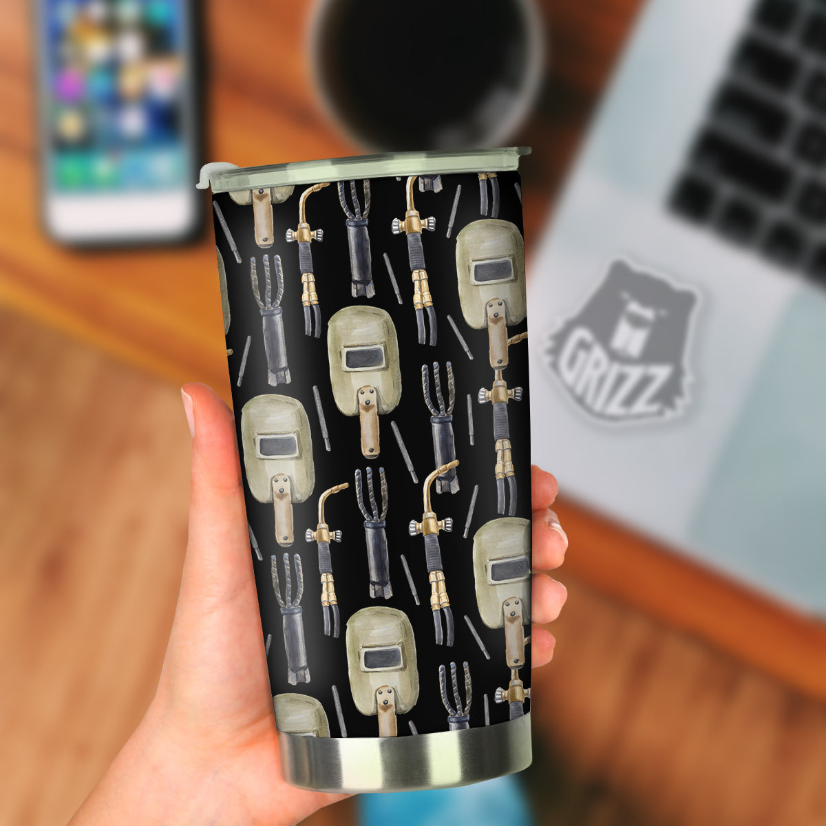 Welder Watercolor Print Pattern Tumbler-grizzshop