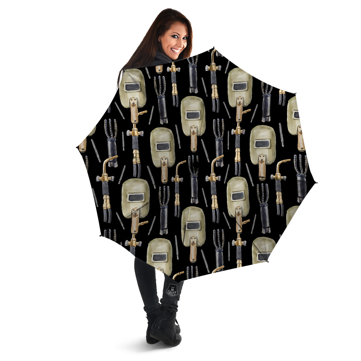 Welder Watercolor Print Pattern Umbrella-grizzshop