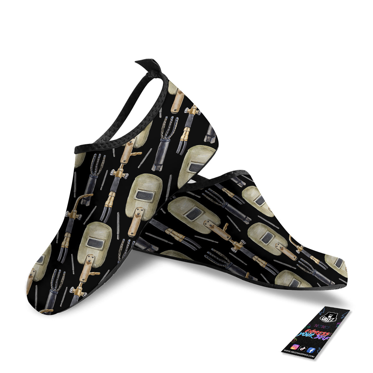 Welder Watercolor Print Pattern Water Shoes-grizzshop