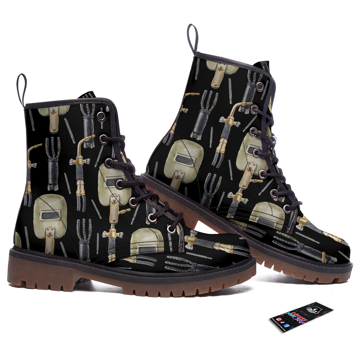 Welder Watercolor Print Pattern Work Boots-grizzshop