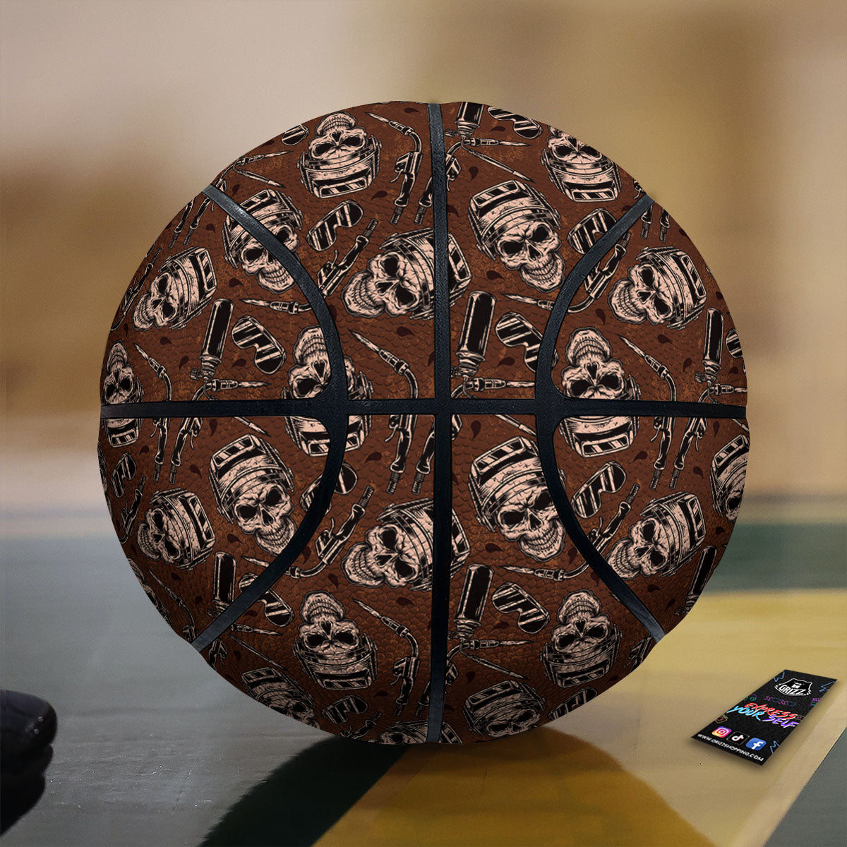 White Pink And Black Houndstooth Print Basketball