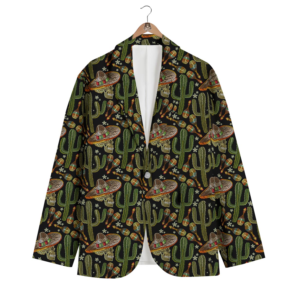 Western Cowboy Cactus Pattern Print Men's Blazer-grizzshop