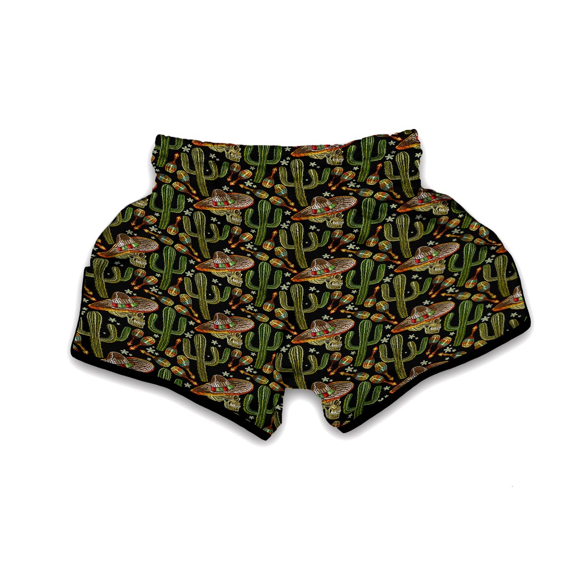 Western Cowboy Cactus Pattern Print Muay Thai Boxing Shorts-grizzshop