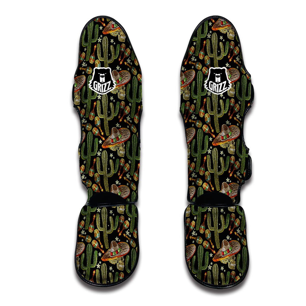 Western Cowboy Cactus Pattern Print Muay Thai Shin Guards-grizzshop