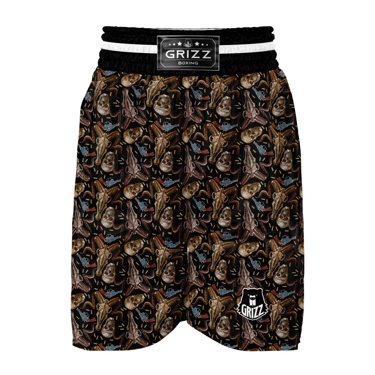 Western Cowboy Gun Print Pattern Boxing Shorts-grizzshop