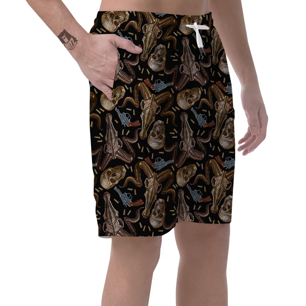 Western Cowboy Gun Print Pattern Men's Shorts-grizzshop