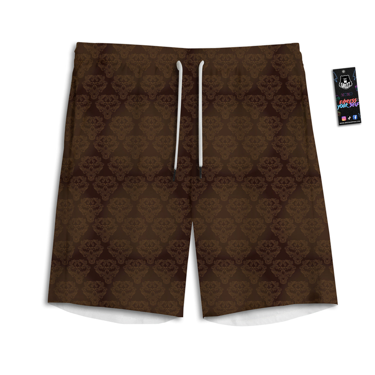 White Tiger Japanese Print Pattern Men's Athletic Shorts