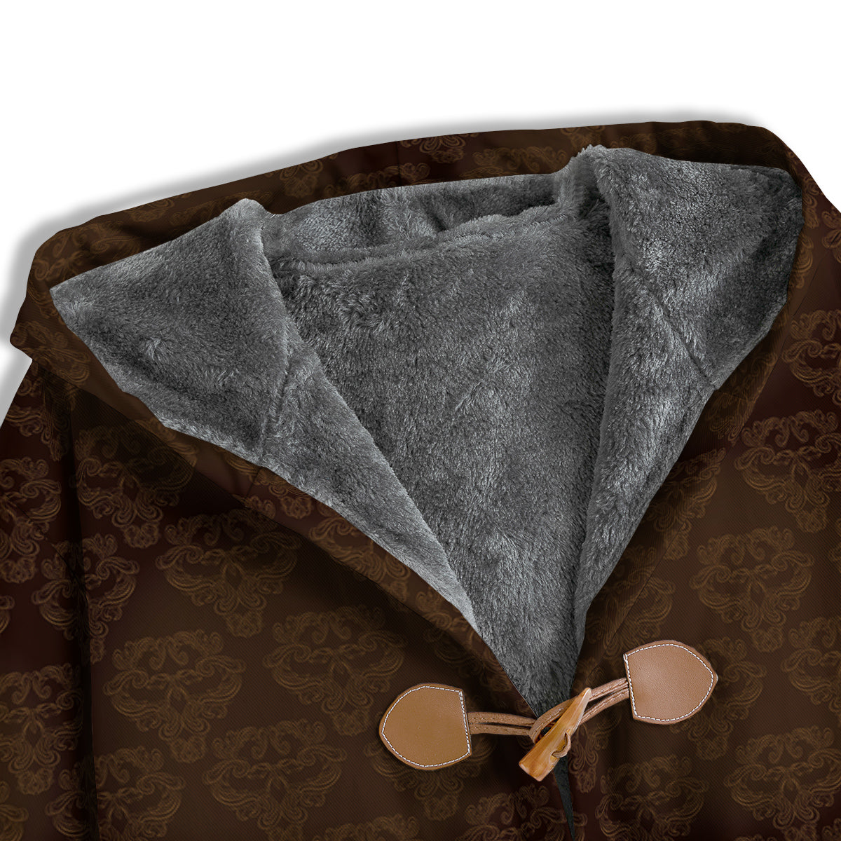 Western Damask Dark Brown Print Men's Windbreaker Jacket-grizzshop