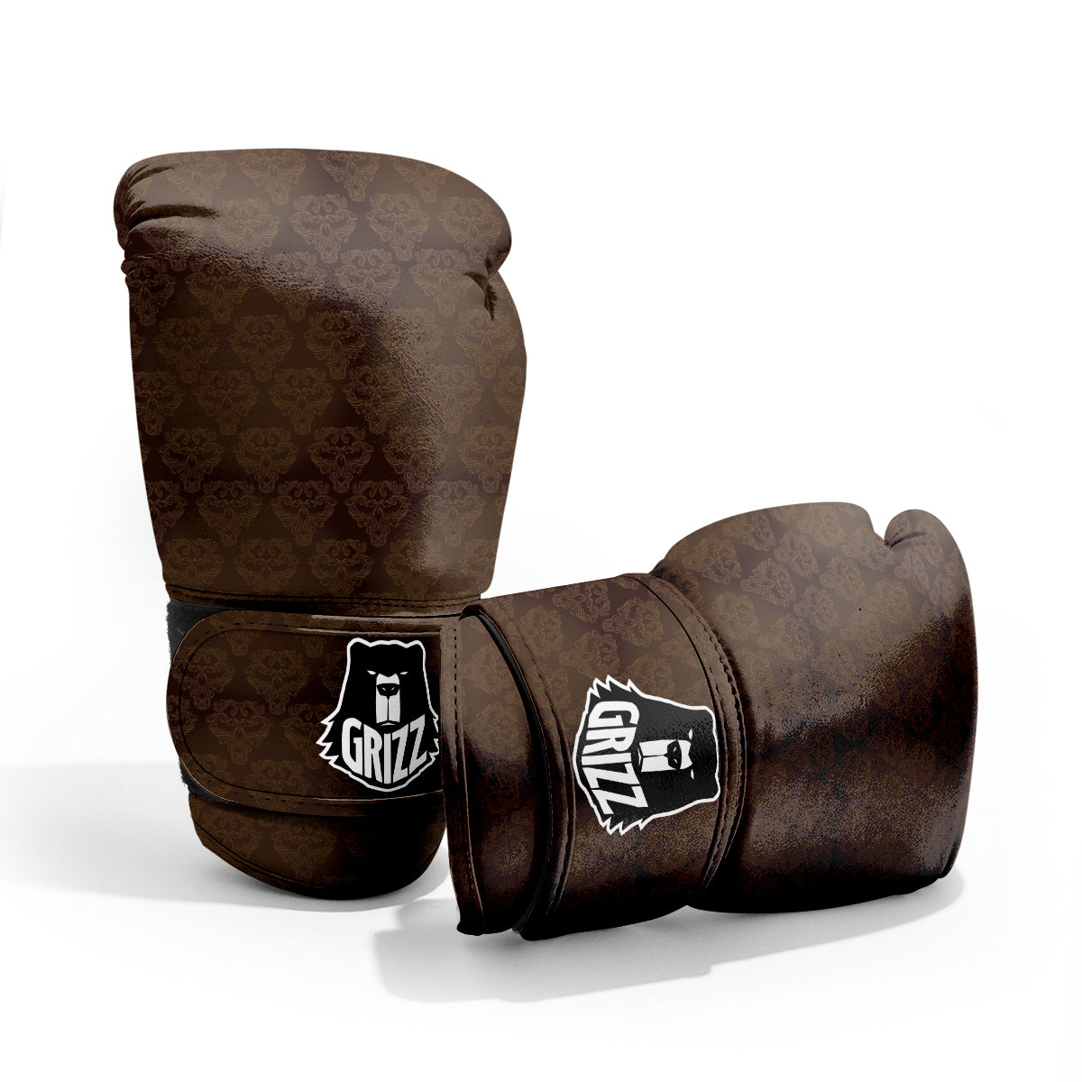 Western Damask Dark Brown Print Pro Boxing Glove
