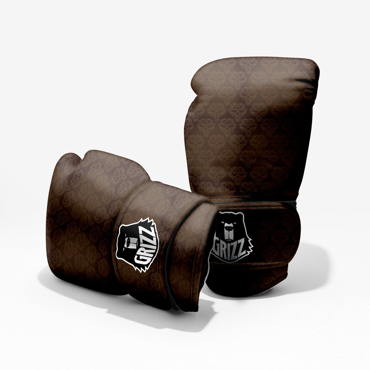 Western Damask Dark Brown Print Pro Boxing Glove