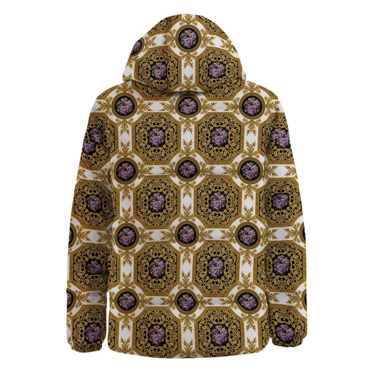 Western Damask Ornamental Print Down Jacket-grizzshop