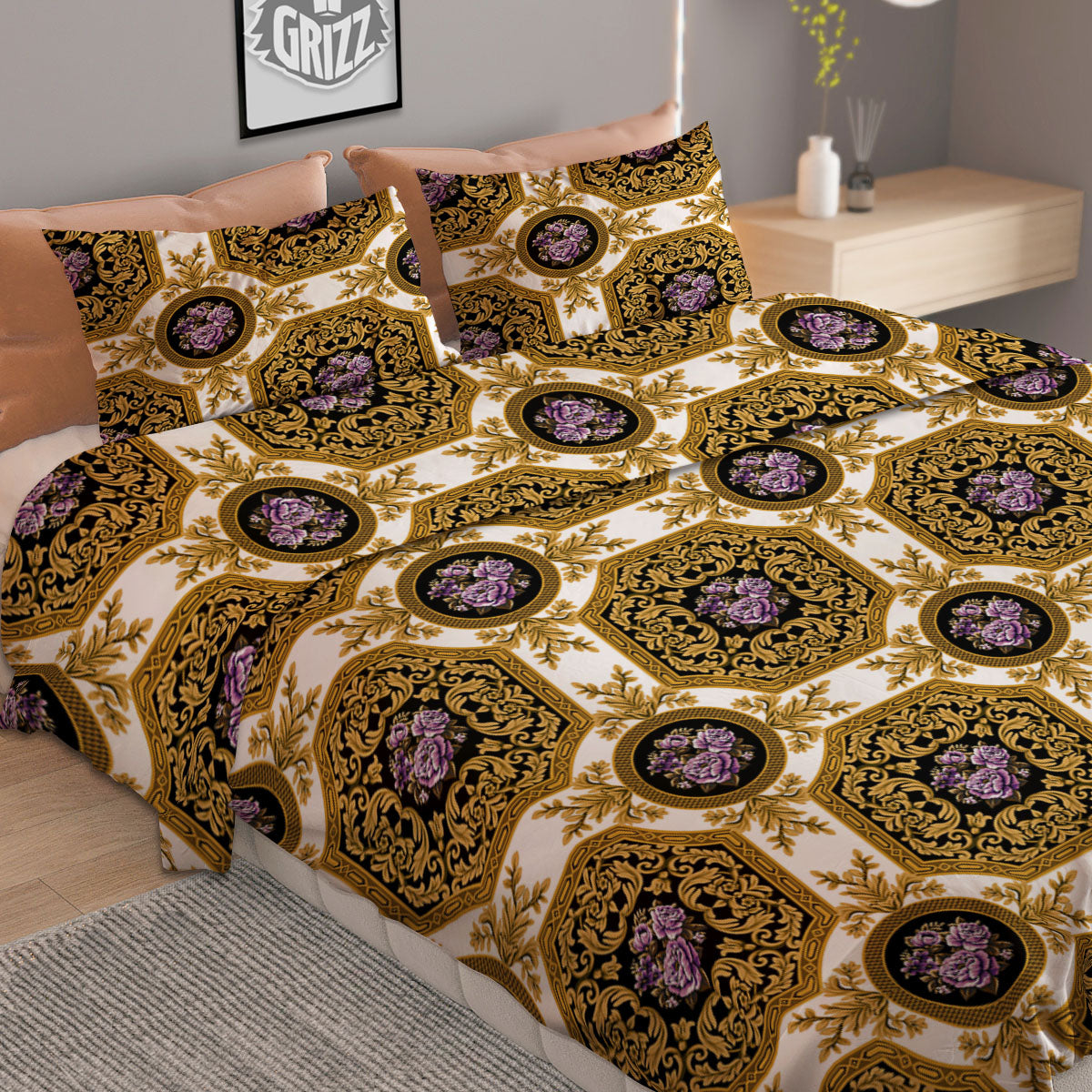 Western Damask Ornamental Print Duvet Cover Bedding Set