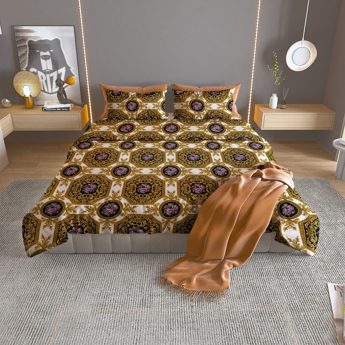 Western Damask Ornamental Print Duvet Cover Bedding Set