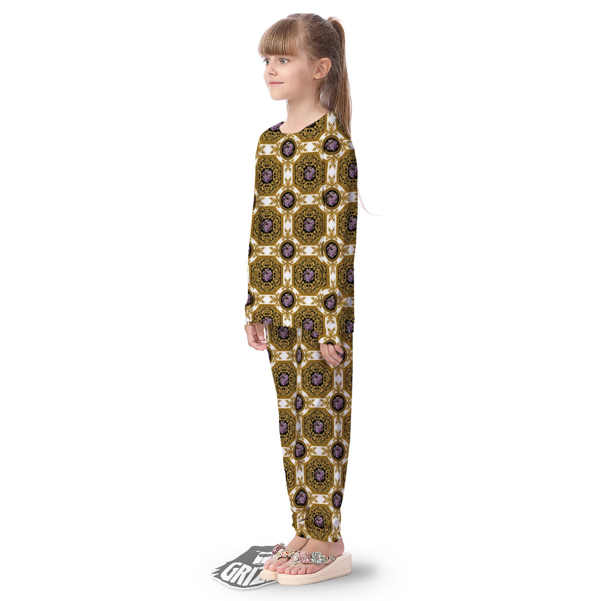 Western Damask Ornamental Print Kid's Pajamas-grizzshop