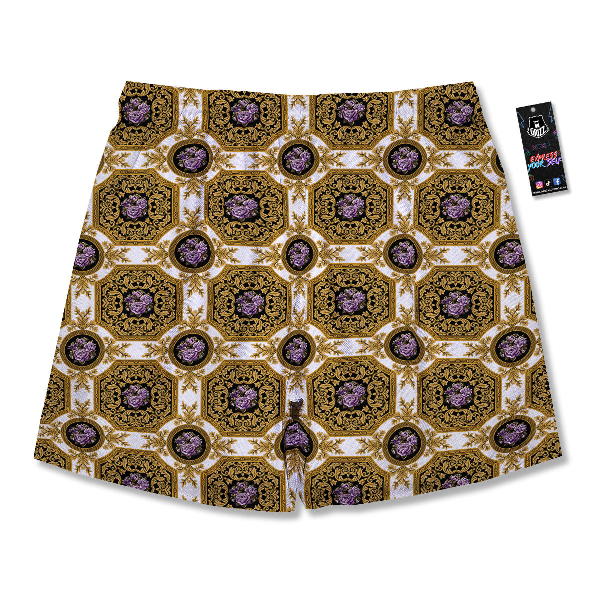 Western Damask Ornamental Print Men's Running Shorts-grizzshop
